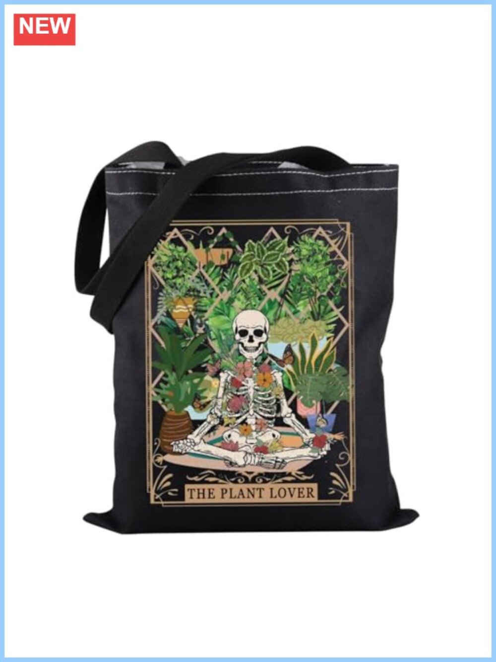 Skeleton Plant Tote Bag Polyester Gardener Tarot Tote